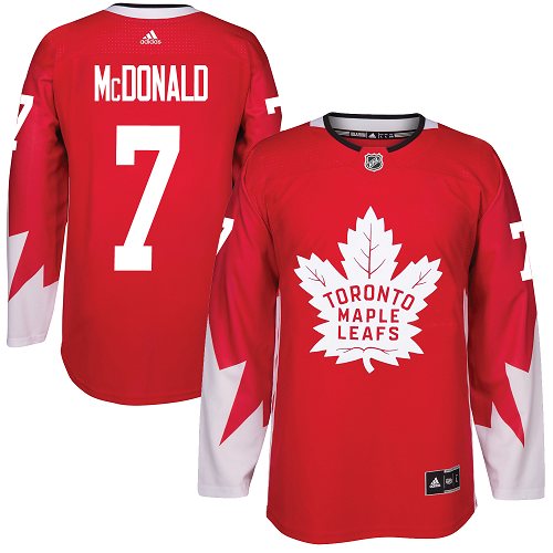 Adidas Maple Leafs #7 Lanny McDonald Red Team Canada Authentic Stitched NHL Jersey - Click Image to Close